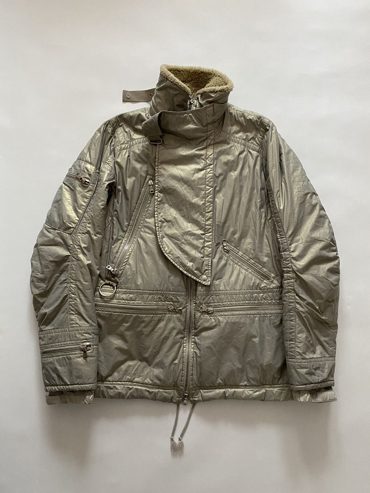 Prada Prada Silver Astro Jacket 90’s Luna Rossa Fur Collar Puffer | Grailed