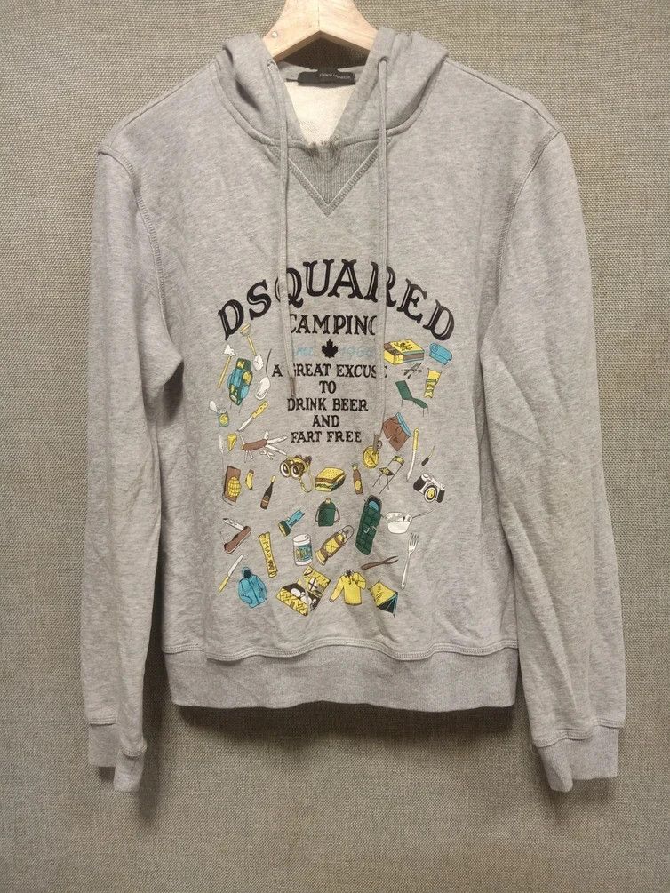 image of Sweatshirt Hoodie Dsquared2 Camping in Light Grey, Men's (Size Small)