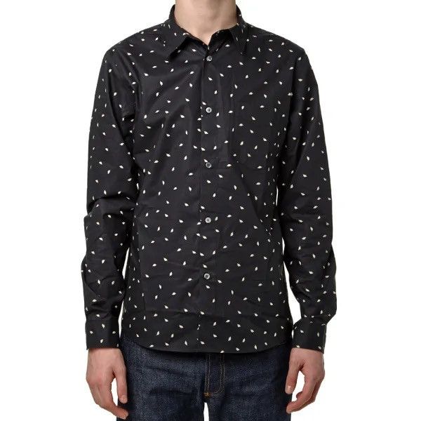 A.P.C. Black Poplin Printed Long Sleeve Button Shirt Size US M / EU 48-50 / 2 - 8 Thumbnail
