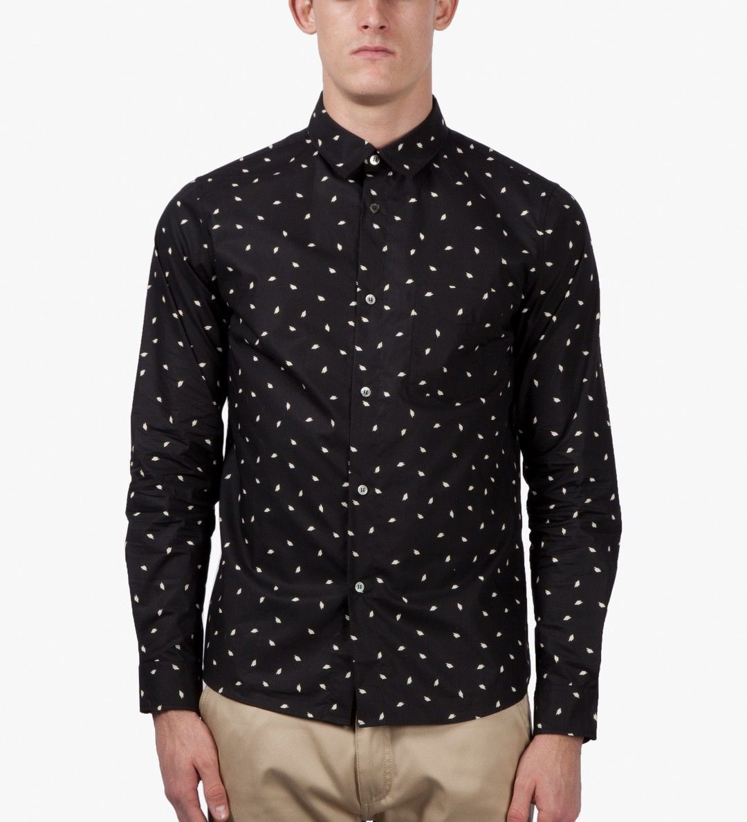A.P.C. Black Poplin Printed Long Sleeve Button Shirt Size US M / EU 48-50 / 2 - 5 Thumbnail