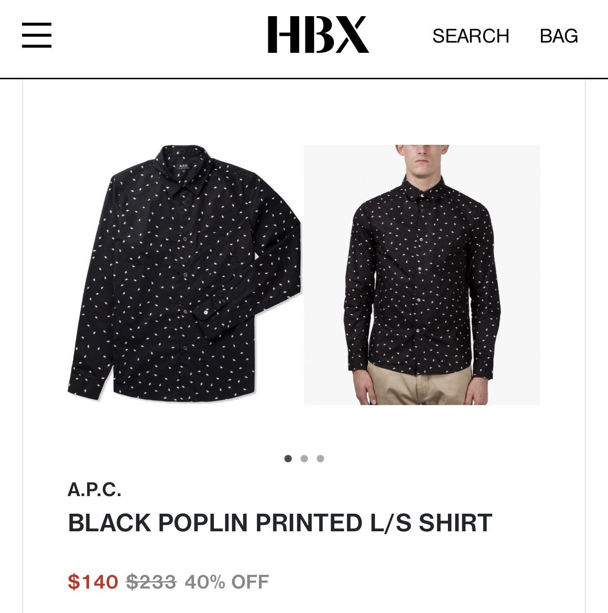 A.P.C. Black Poplin Printed Long Sleeve Button Shirt Size US M / EU 48-50 / 2 - 6 Thumbnail