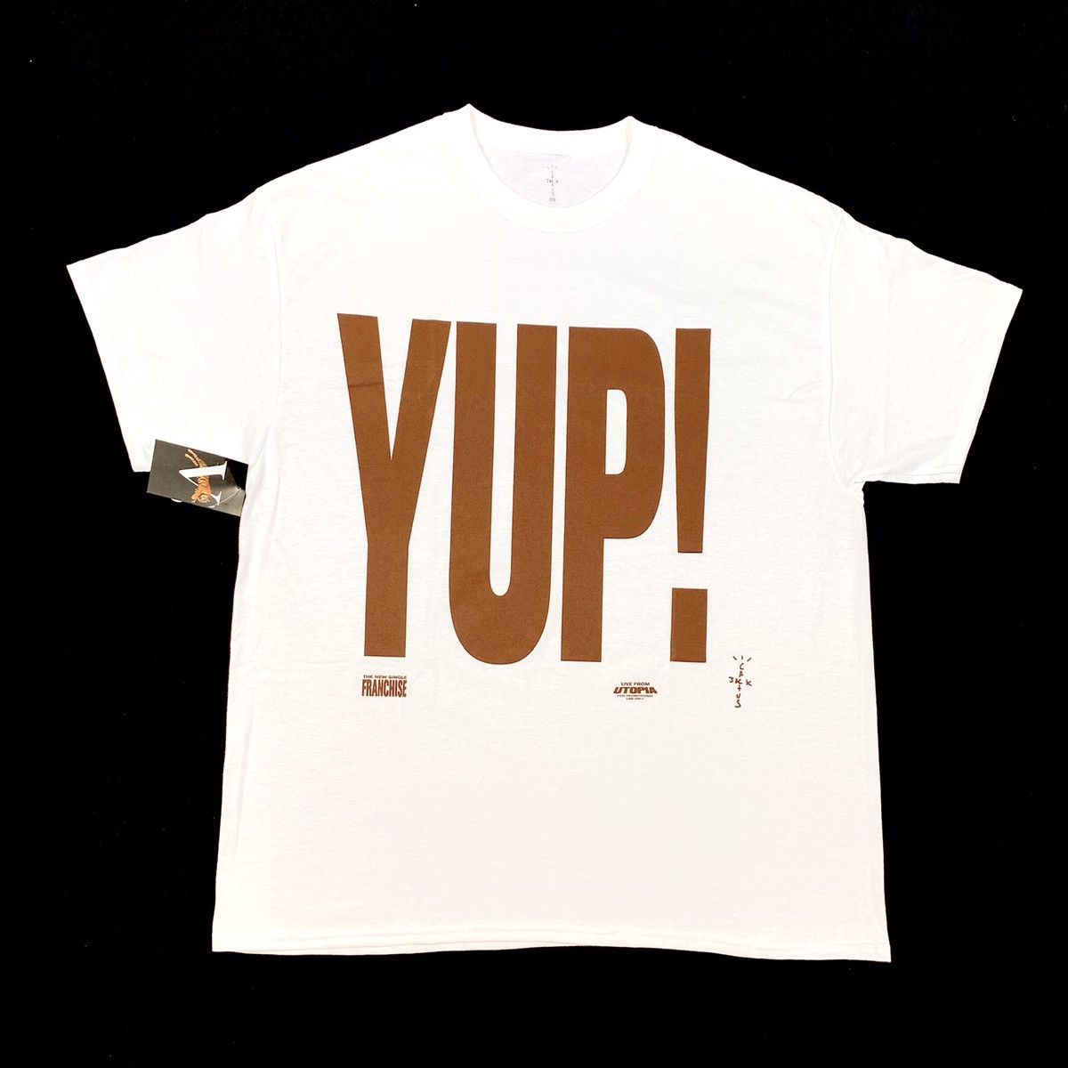 Travis Scott Franchise Promo YUP! White Tee, Men's Fashion, Tops & Sets