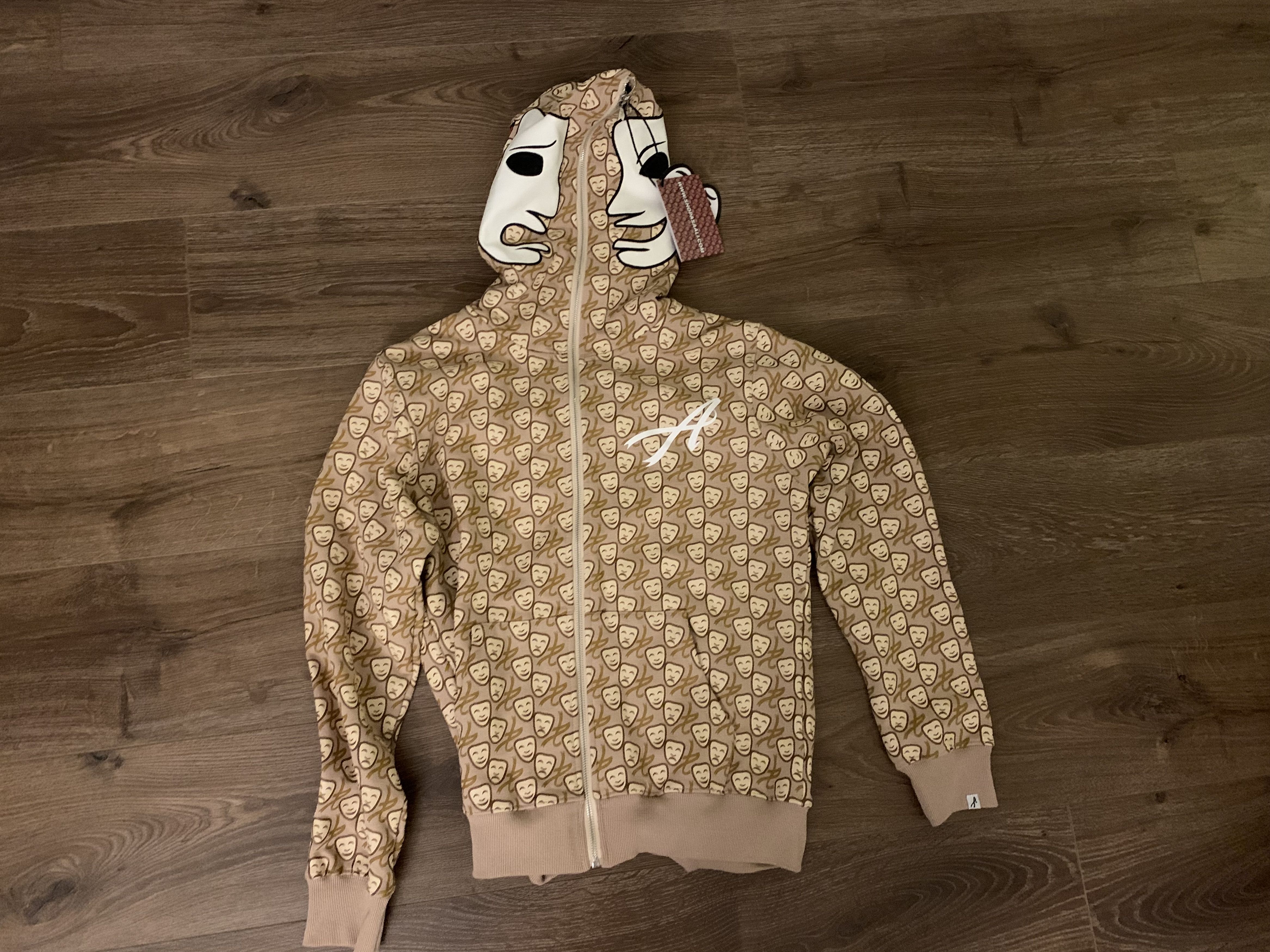 Streetwear Asaali 1st Beige All Over Print White Leather Mask Hoodie Size US M / EU 48-50 / 2 - 1 Preview