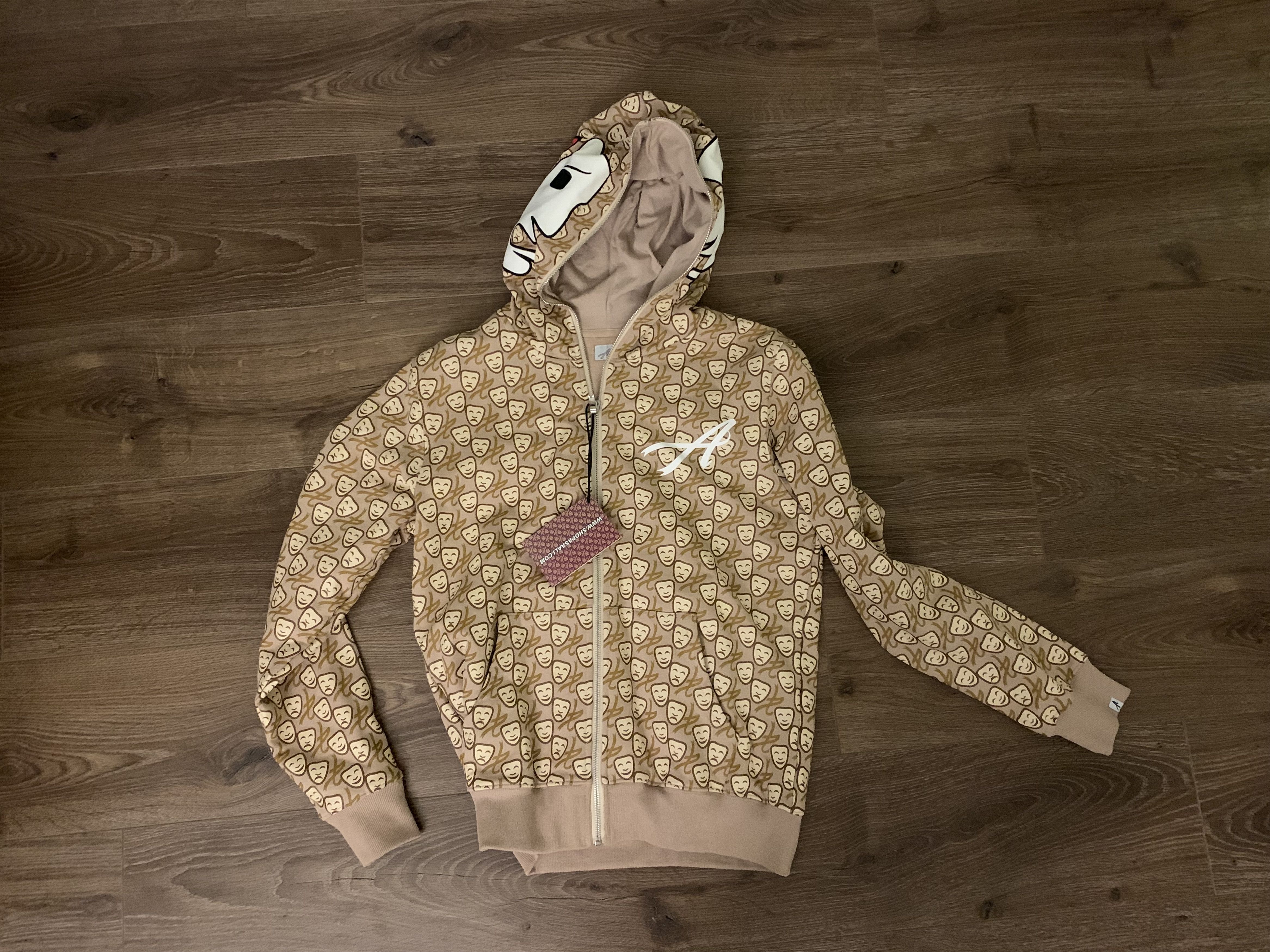 Streetwear Asaali 1st Beige All Over Print White Leather Mask Hoodie Size US M / EU 48-50 / 2 - 6 Preview