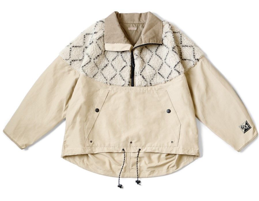 kapital 60/40 DOGI SASHIKO fleece hutte anorak jacket cream