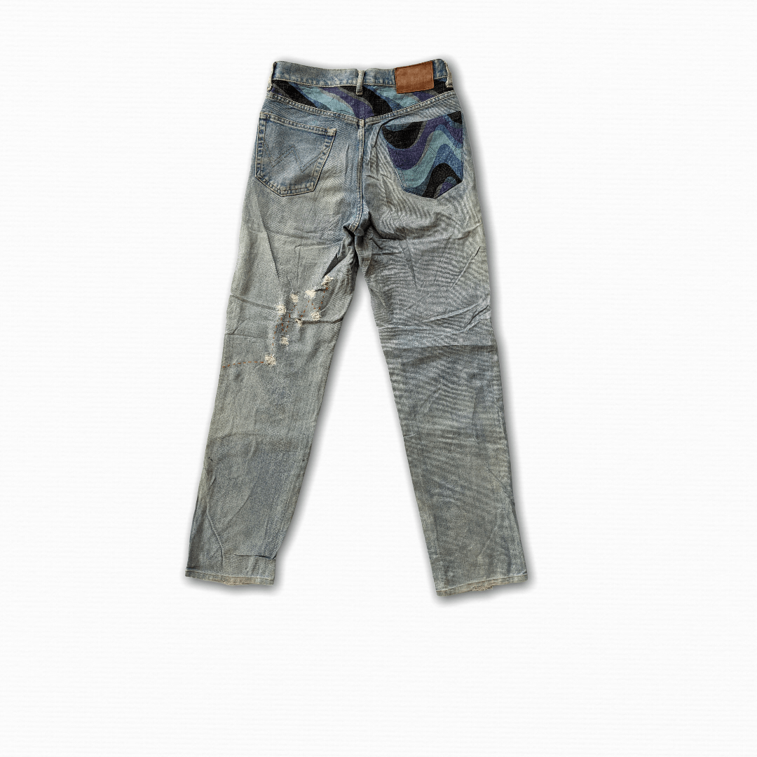 Edwin Vintage distressed denim Edwin Sashiko embroidey jeans Size US 29 - 2 Thumbnail
