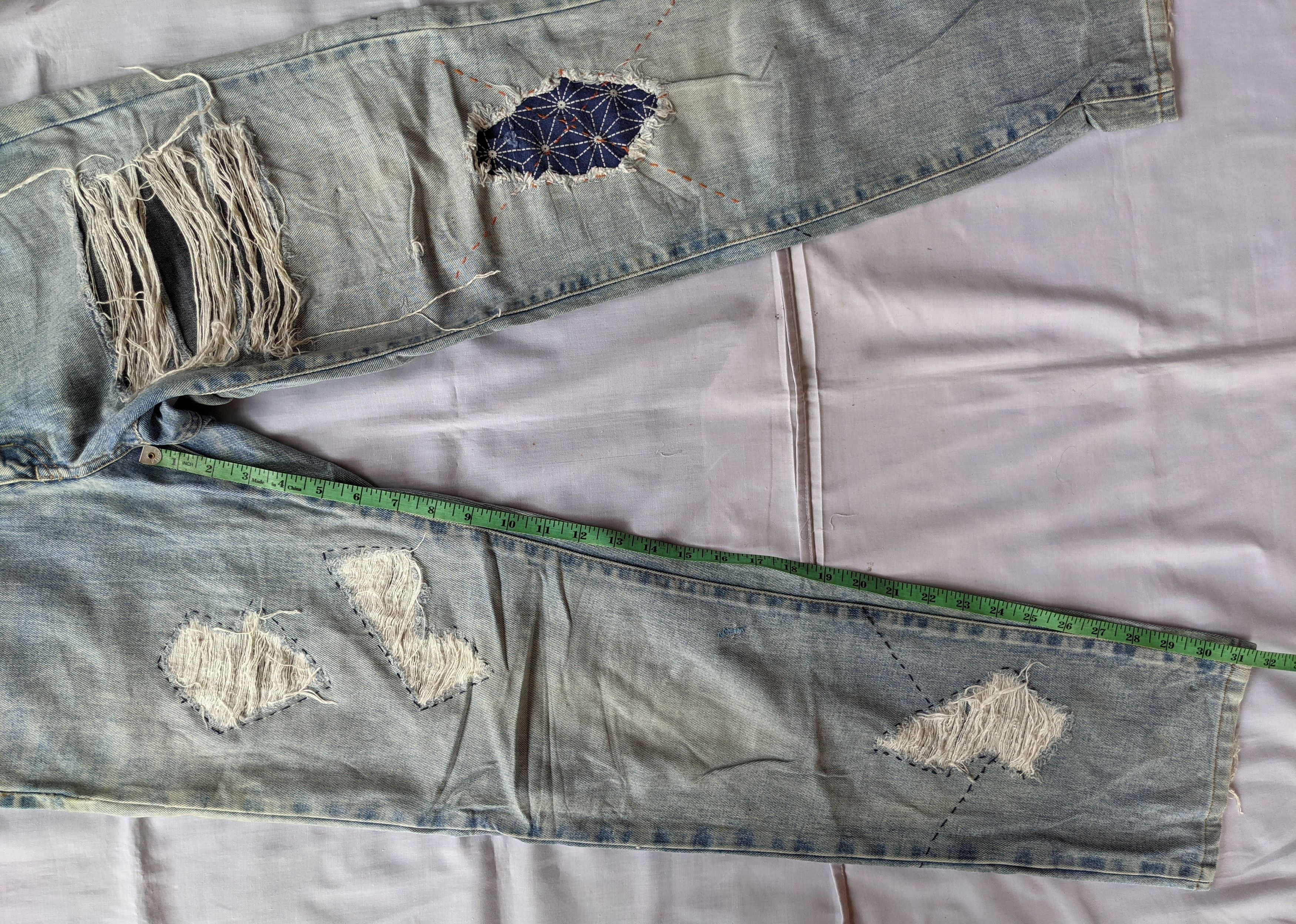 Edwin Vintage distressed denim Edwin Sashiko embroidey jeans Size US 29 - 7 Thumbnail