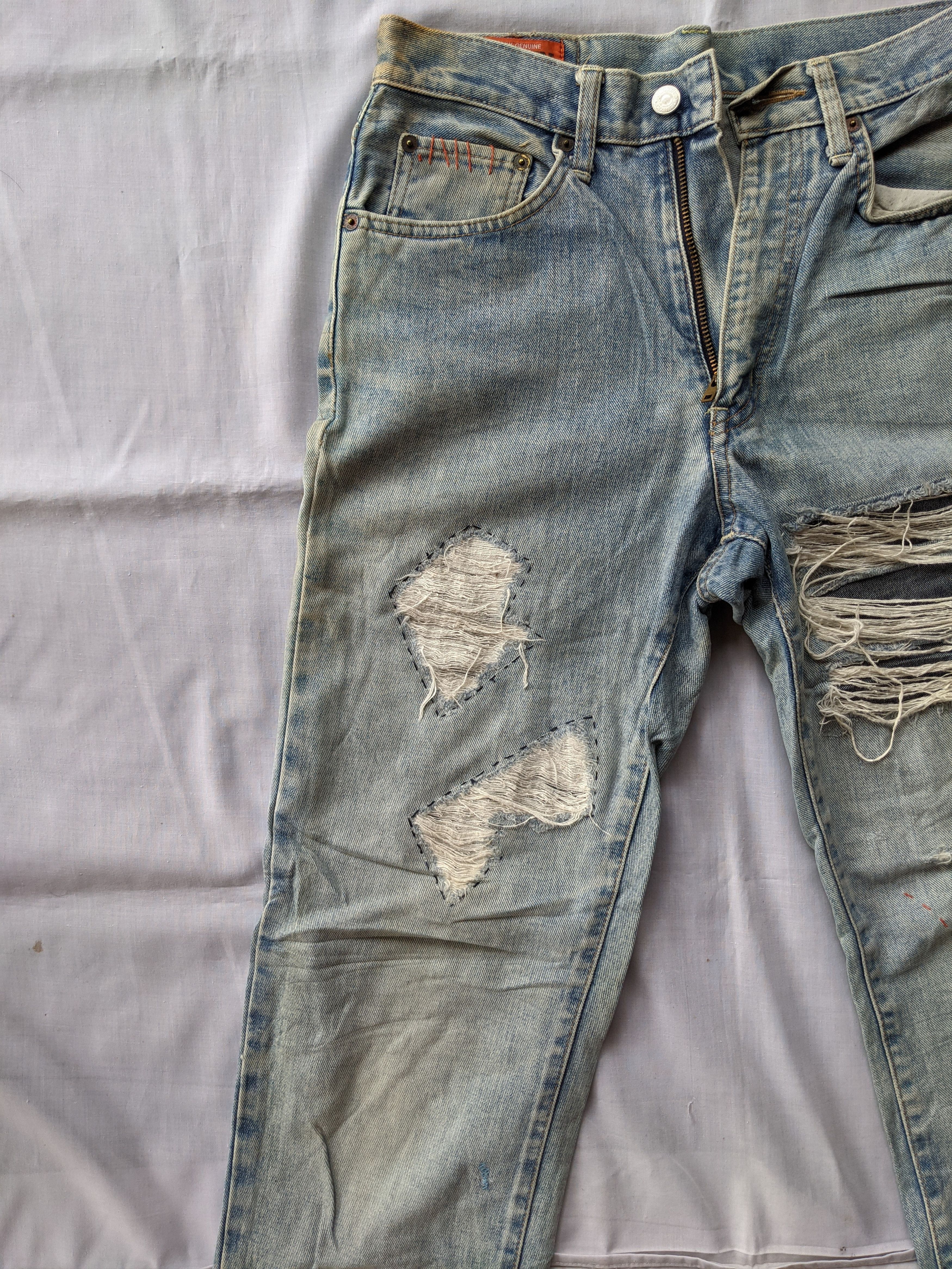 Edwin Vintage distressed denim Edwin Sashiko embroidey jeans Size US 29 - 4 Thumbnail