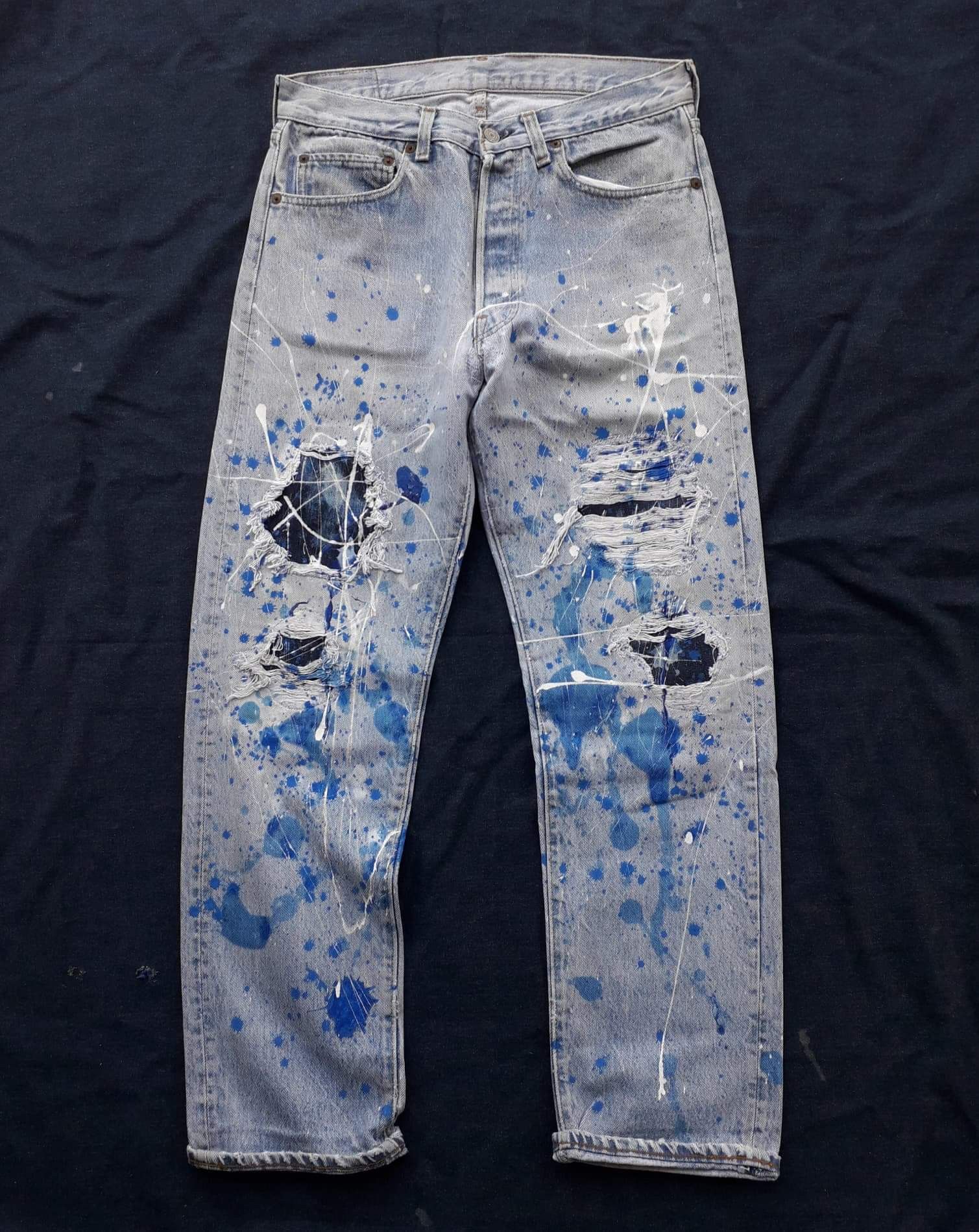 Levi's Vtg 80s Levi's distressed splash jeans like Number (N)ine Size US 30 / EU 46 - 1 Thumbnail