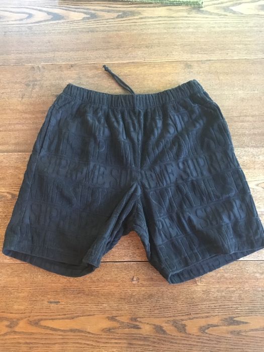 Supreme Supreme Logo Stripe Terry Short Black | Grailed