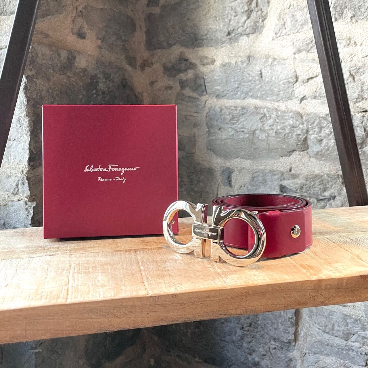 Salvatore Ferragamo Salvatore Ferragamo Red Leather Gancini Big Buckle Belt Grailed