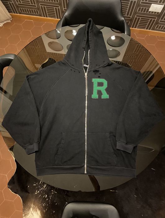 Raf Simons AW20/21 I Love You(th) Distressed Oversized Zip Up Hoodie