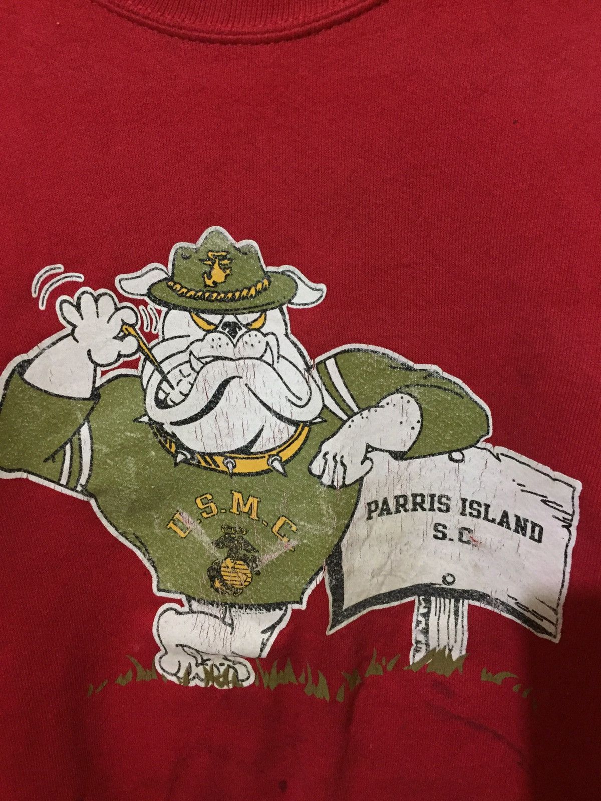 Vintage Vintage Sweatshirt USMC Parris Island 90’s USA Size US L / EU 52-54 / 3 - 3 Thumbnail