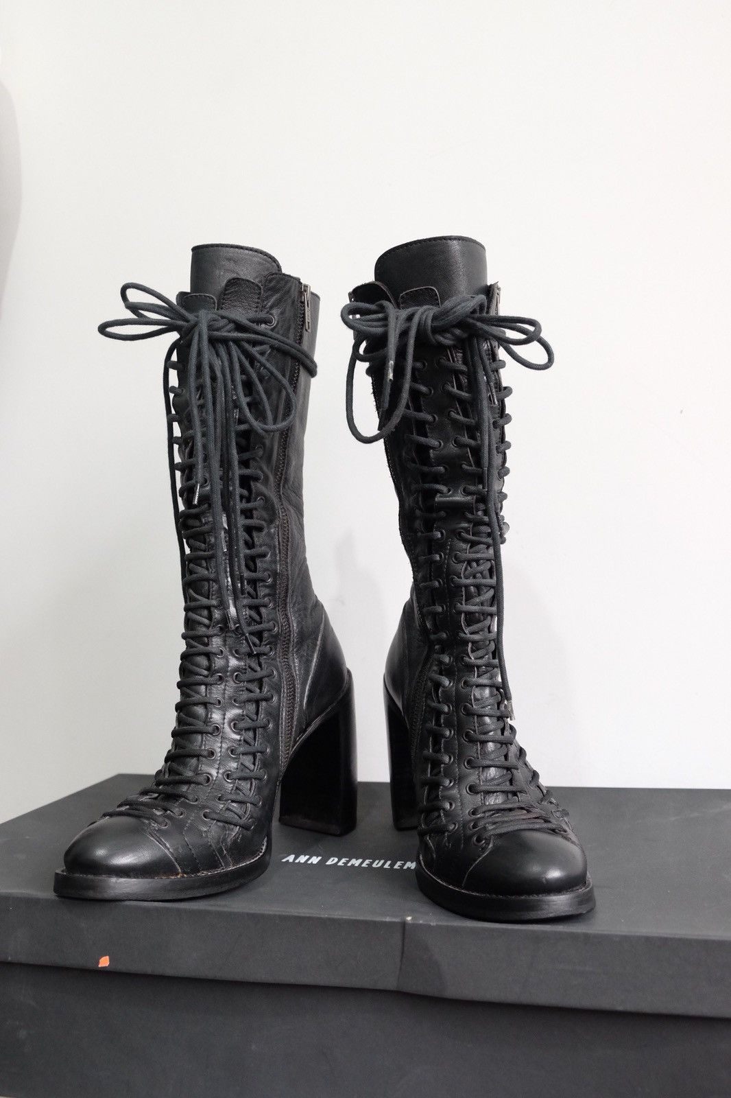 Ann Demeulemeester RARE Ann demeulemeester talon lace up triple boots sz 39  | Grailed