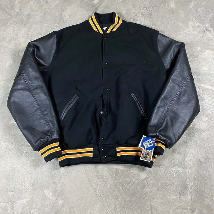 Holloway 90s VTG HOLLOWAY VARSITY Jacket Leather Wool XL Andrew High ...