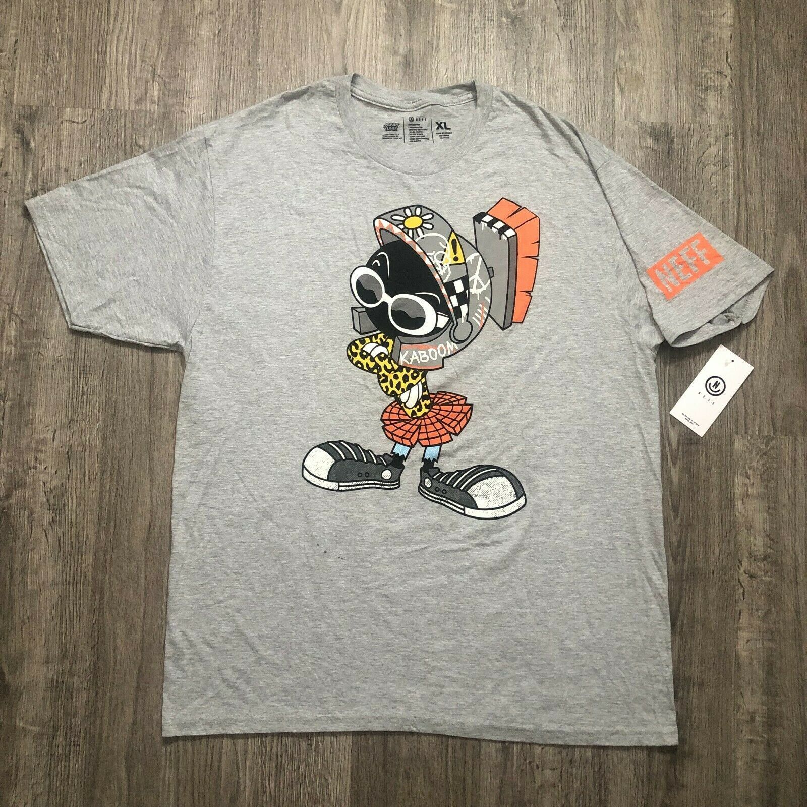 Neff Nwt Neff Looney Tunes Marvin The Martian Kaboom Gray Tee 