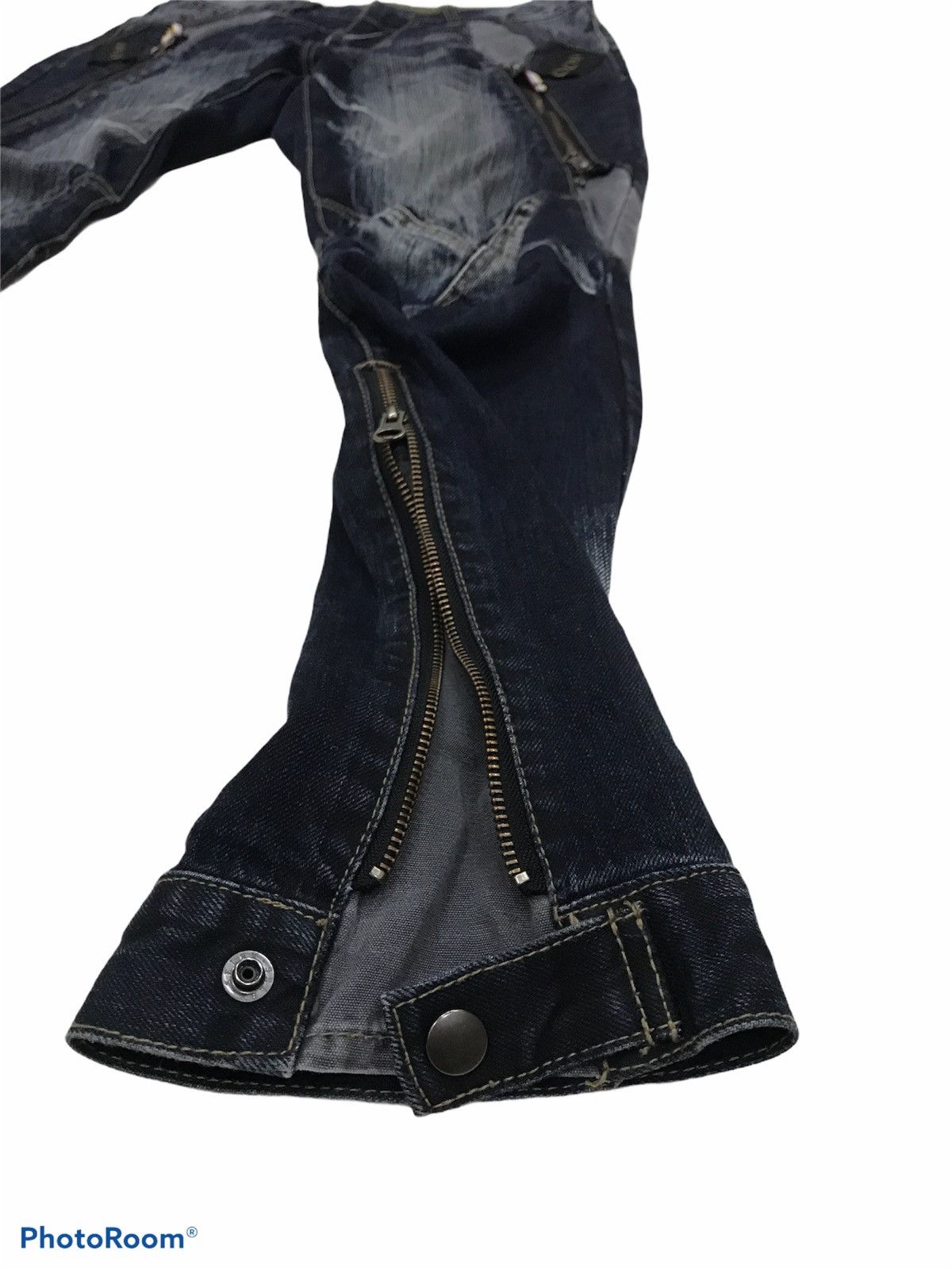 PPFM PPFM DARK BLUE SEASONED BIKER DENIM JEANS Size US 31 - 5 Thumbnail