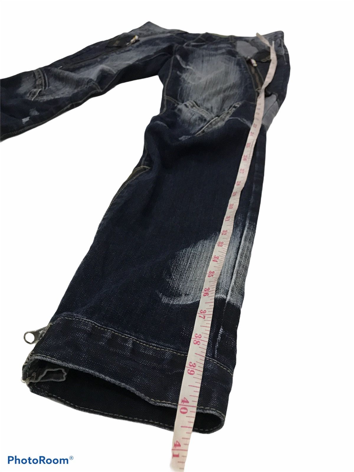 PPFM PPFM DARK BLUE SEASONED BIKER DENIM JEANS Size US 31 - 4 Thumbnail