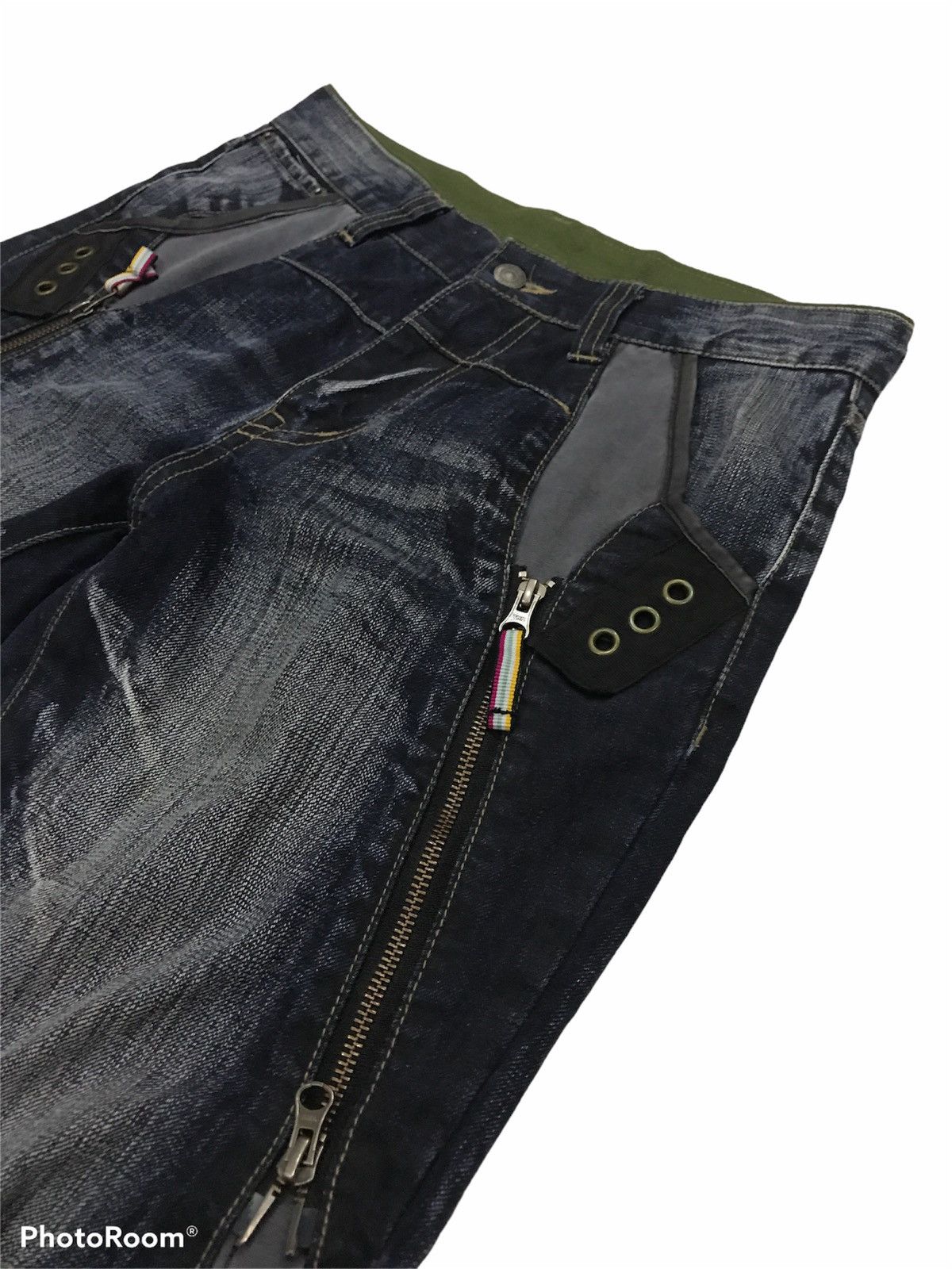 PPFM PPFM DARK BLUE SEASONED BIKER DENIM JEANS Size US 31 - 3 Thumbnail