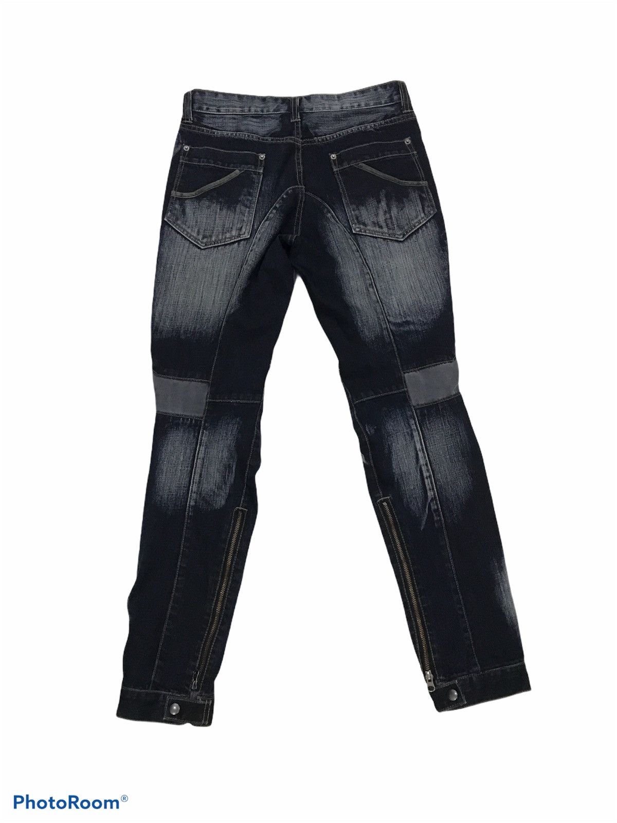 PPFM PPFM DARK BLUE SEASONED BIKER DENIM JEANS Size US 31 - 2 Thumbnail