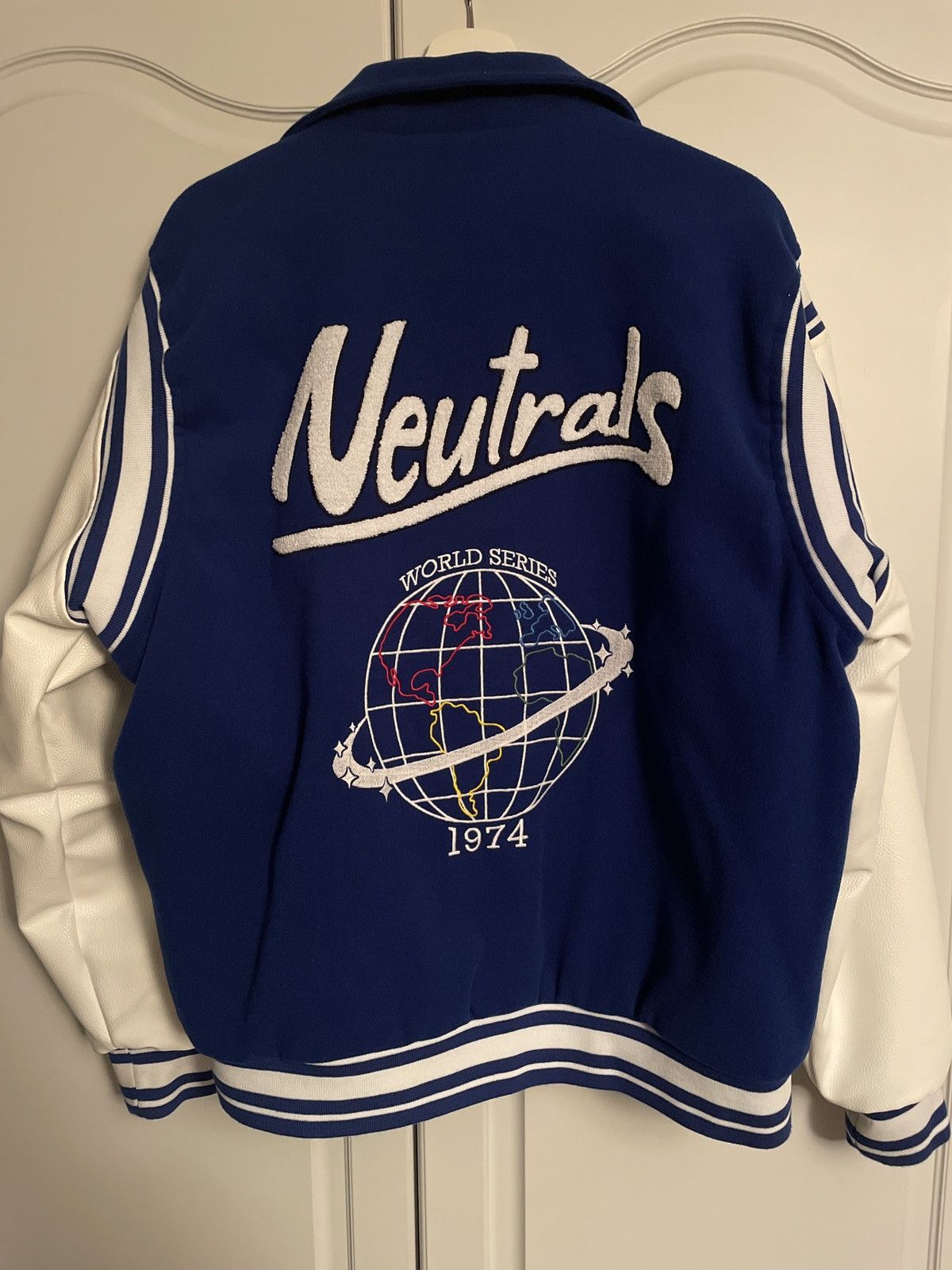 Jaded London Jaded London Neutrals Blue Varsity Jacket | Grailed