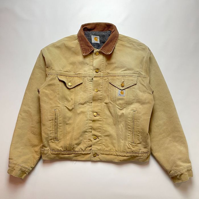 Vintage Vintage 90s Carhart Detroit Beige Jacket Blanket lined Grailed