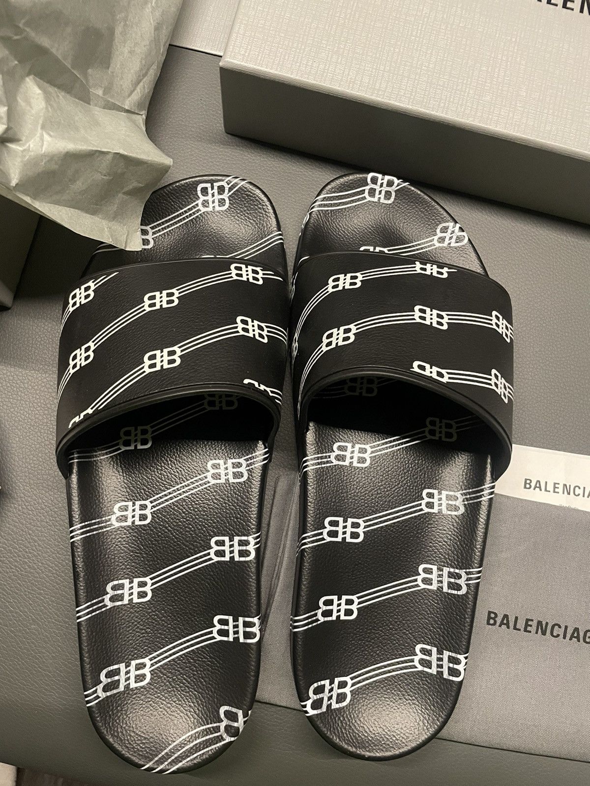 Balenciaga Rare Super Runway Limited Edition Iconic BB Logo Pool Slides Size US 8 / EU 41 - 3 Thumbnail