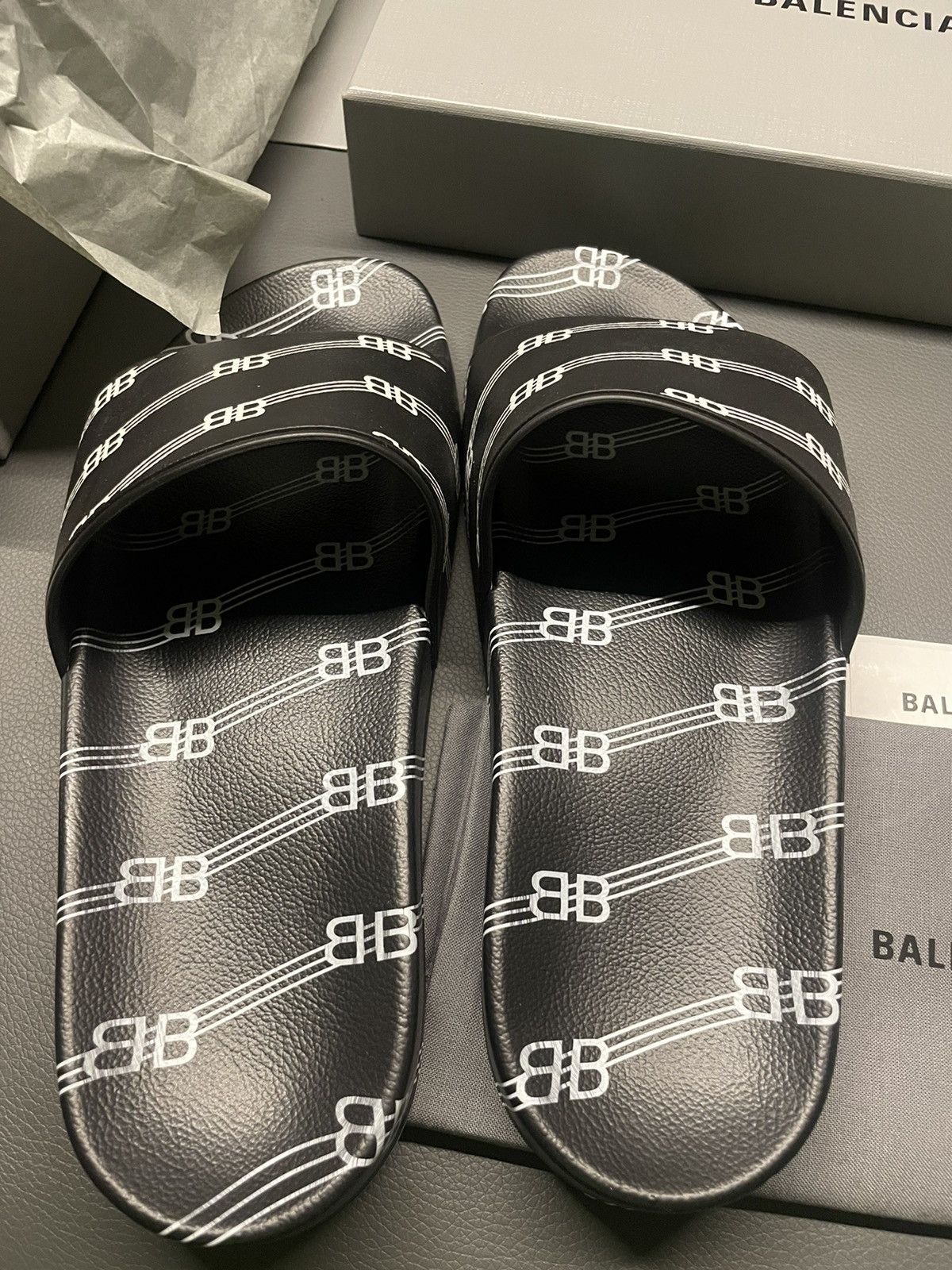 Balenciaga Rare Super Runway Limited Edition Iconic BB Logo Pool Slides Size US 8 / EU 41 - 20 Thumbnail