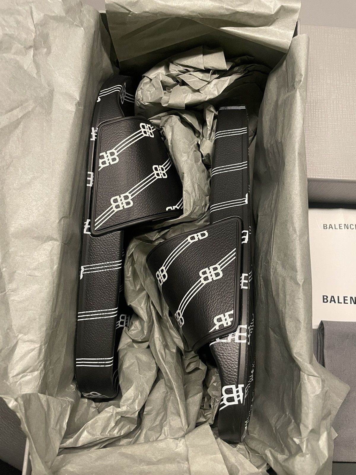 Balenciaga Rare Super Runway Limited Edition Iconic BB Logo Pool Slides Size US 8 / EU 41 - 5 Thumbnail
