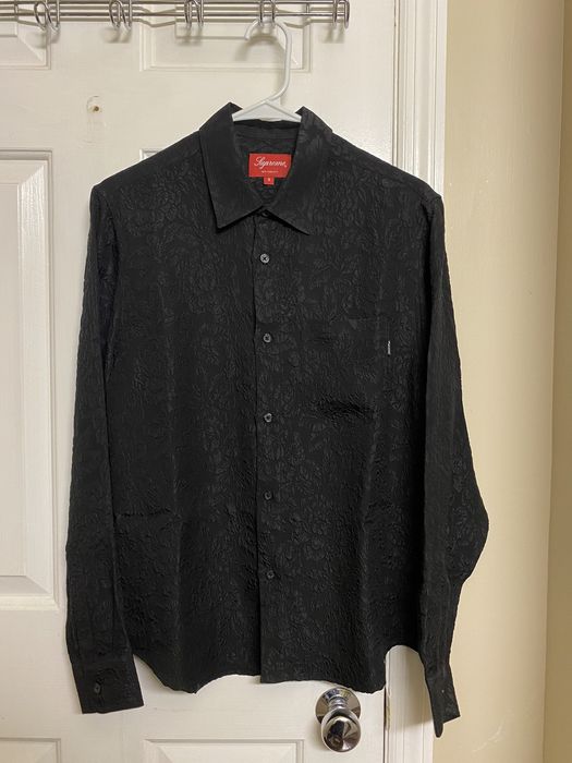 Supreme Floral Silk Jacquard Shirt Black S SS18 | Grailed