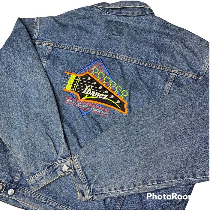 Vintage Vintage Ibanez Guitars Denim Jacket 90s XL Blue Jean Trucker