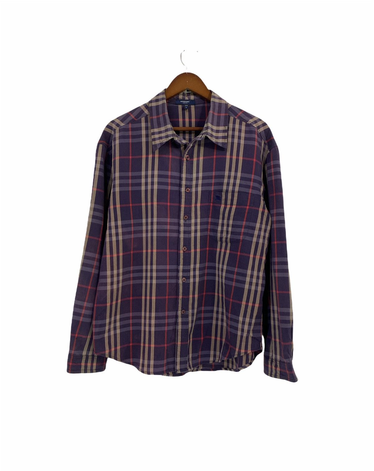 Burberry Burberry Button Up Shirt Nova Checked Purple Design Size US M / EU 48-50 / 2 - 1 Thumbnail