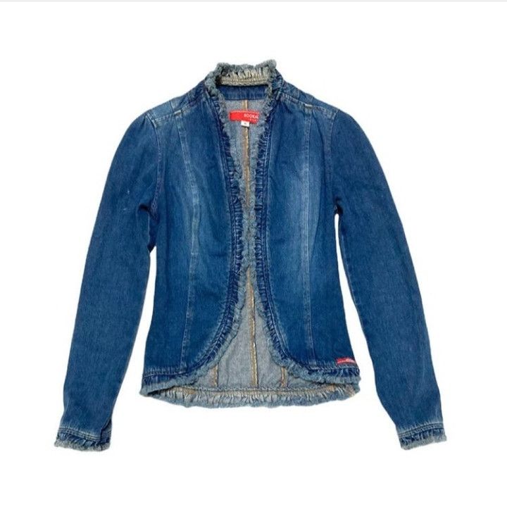 Vintage Kookai Jeans(French) Faded Denim Ruffle Jacket