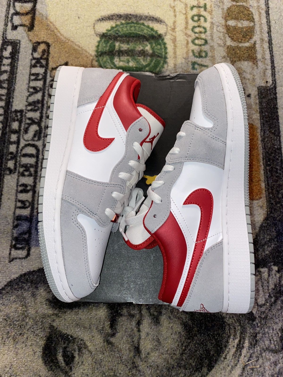 light smoke grey jordan 1 low on feet