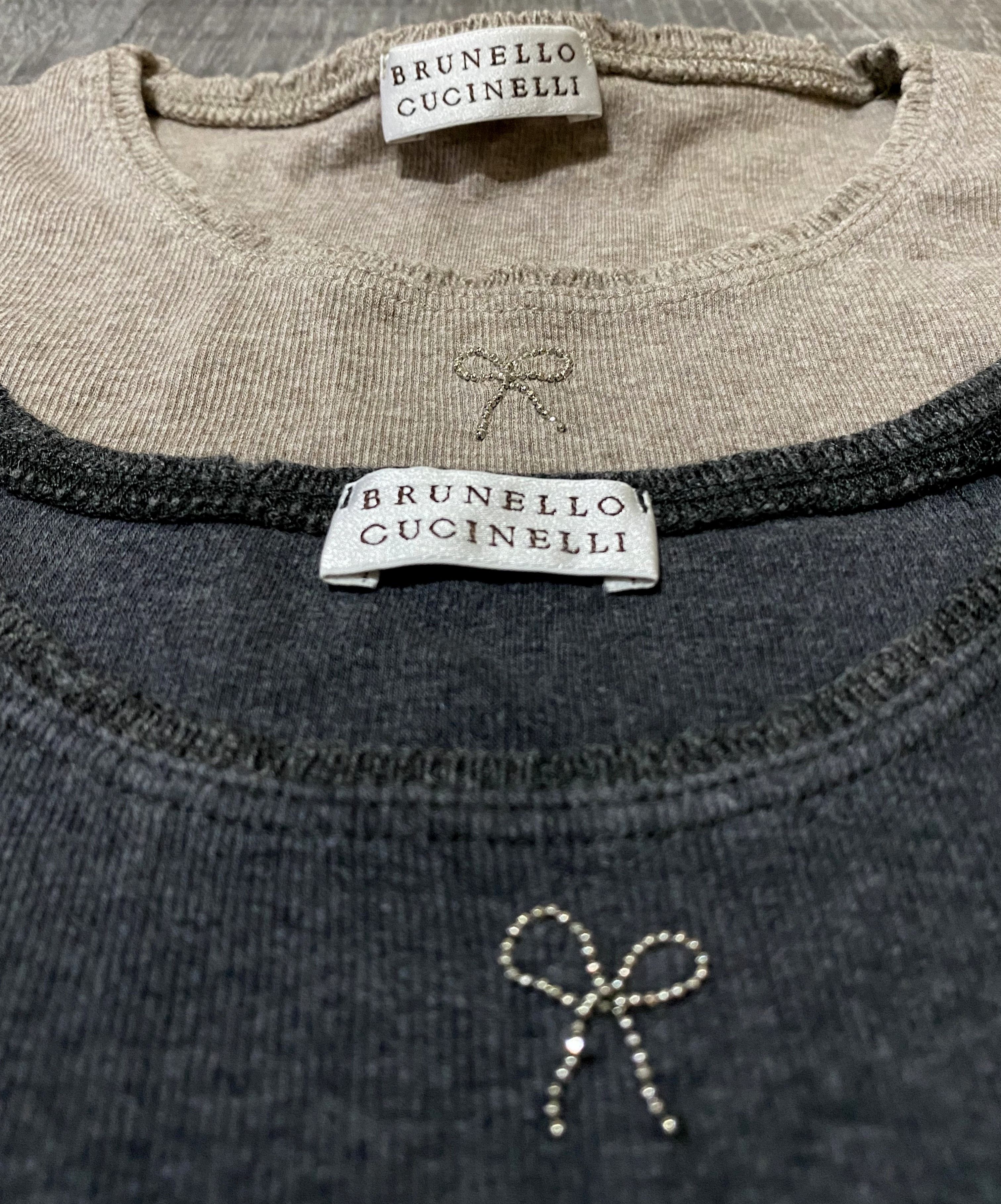 Brunello Cucinelli Set of 2 Women's Cucinelli Cotton T-shirts with Application Size S / US 4 / IT 40 - 8 Thumbnail