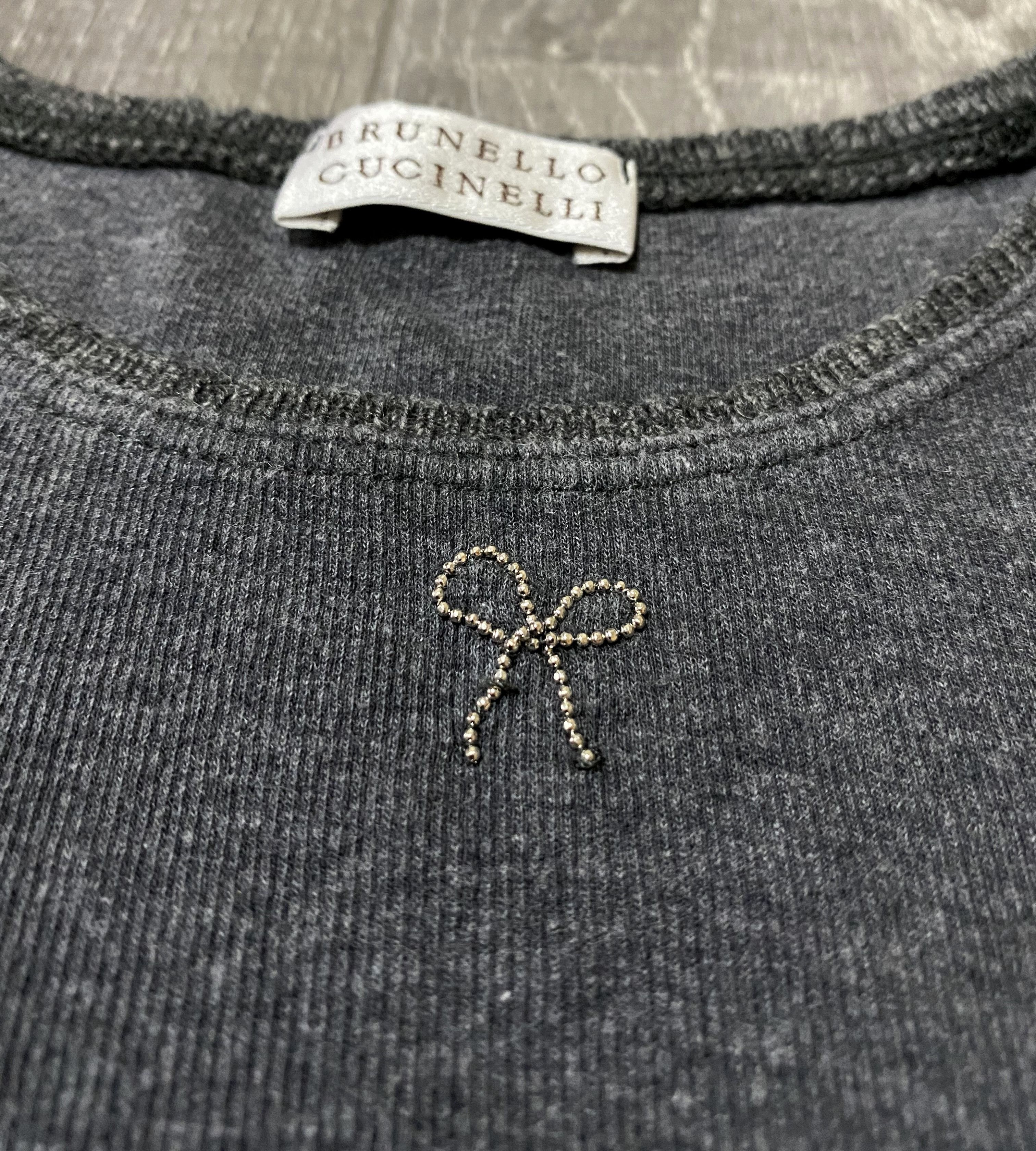 Brunello Cucinelli Set of 2 Women's Cucinelli Cotton T-shirts with Application Size S / US 4 / IT 40 - 10 Thumbnail