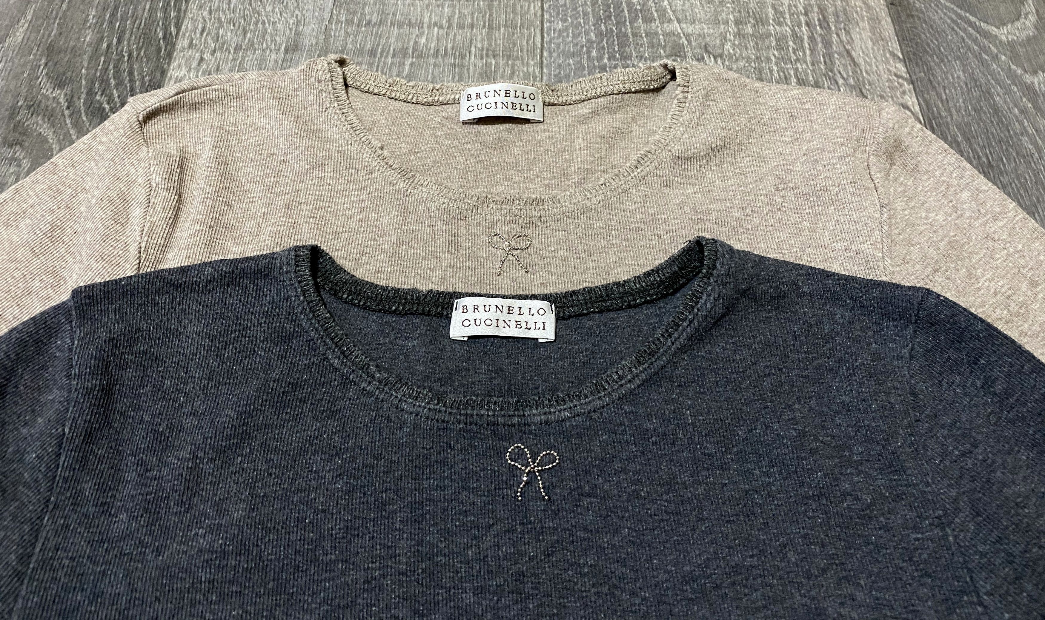 Brunello Cucinelli Set of 2 Women's Cucinelli Cotton T-shirts with Application Size S / US 4 / IT 40 - 9 Thumbnail