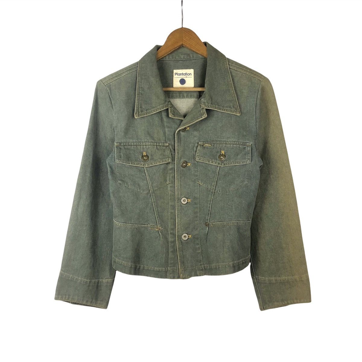 Issey Miyake 1990s Plantation by Issey Miyake Cropped Denim Jacket Size US XS / EU 42 / 0 - 1 Thumbnail