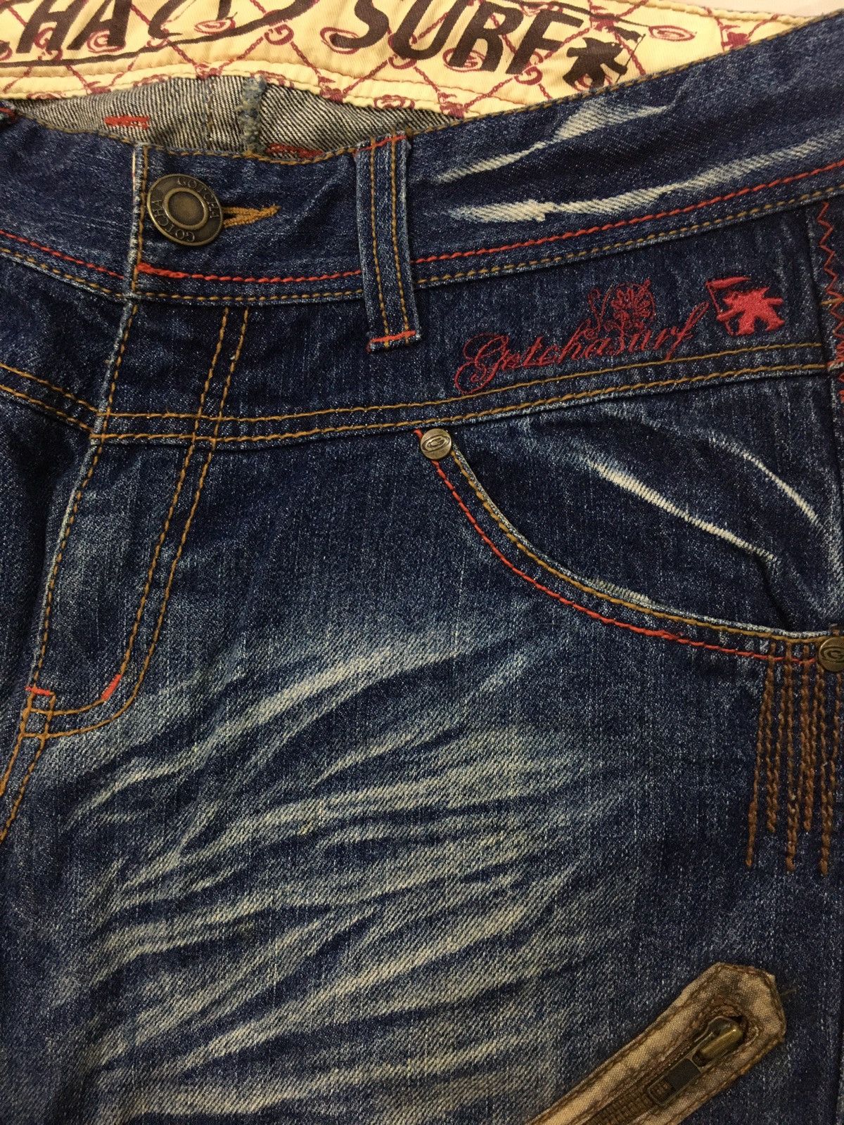Gotcha surf jeans streetwear denim zippers skateboard style