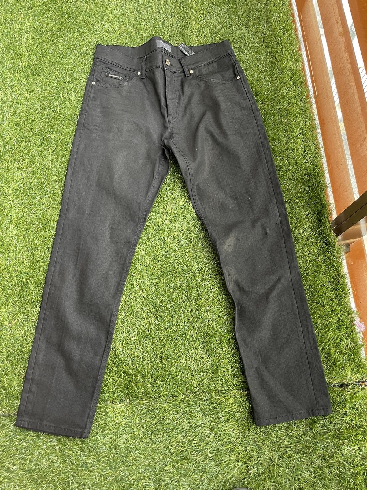 Zara Waxed Denim pants Grailed