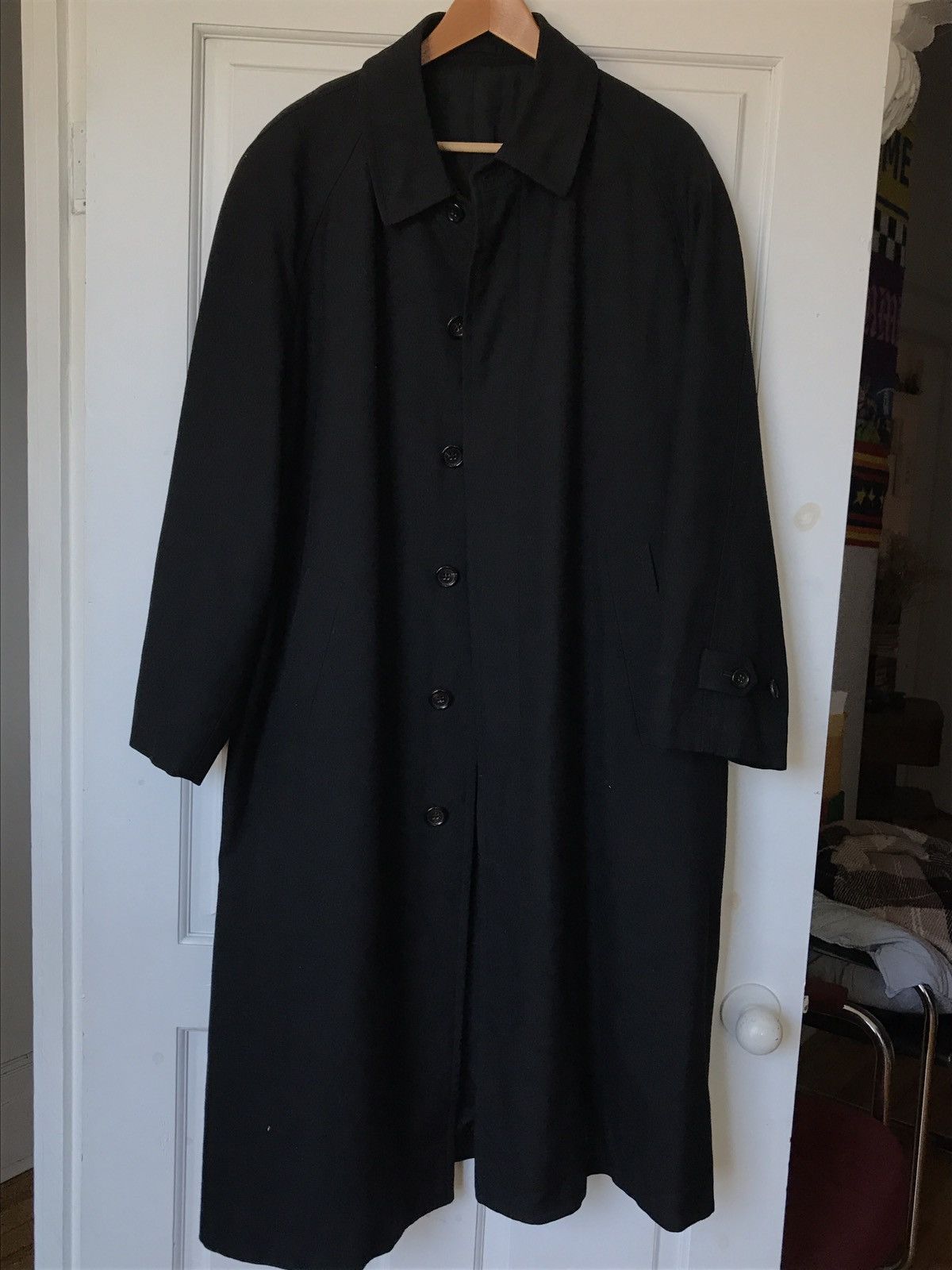 image of Comme Des Garcons x Comme Des Garcons Homme Black Gabardine Wool Coat, Men's (Size Medium)