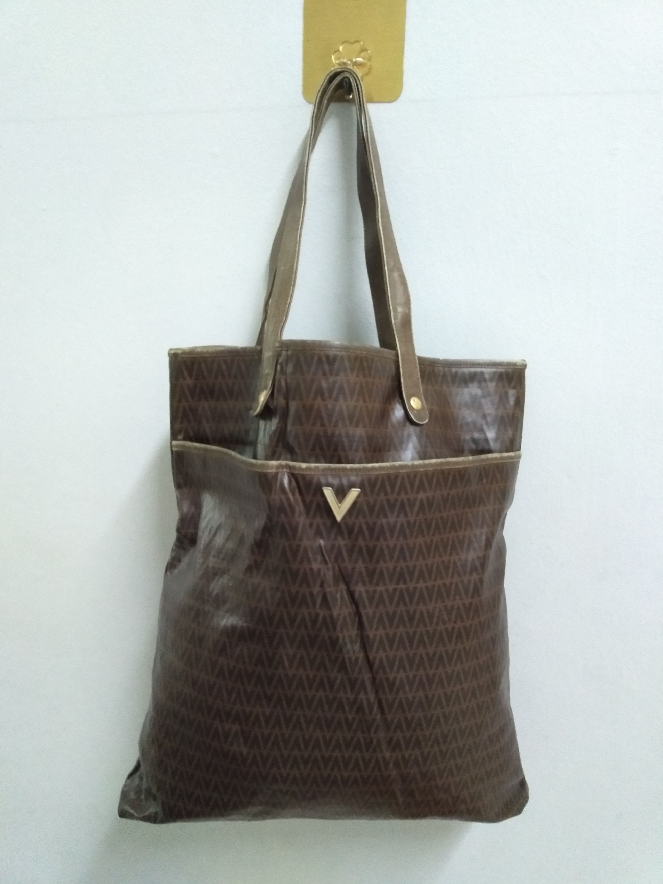 Vintage Mario Valentino Tote Bags Monogram Leather