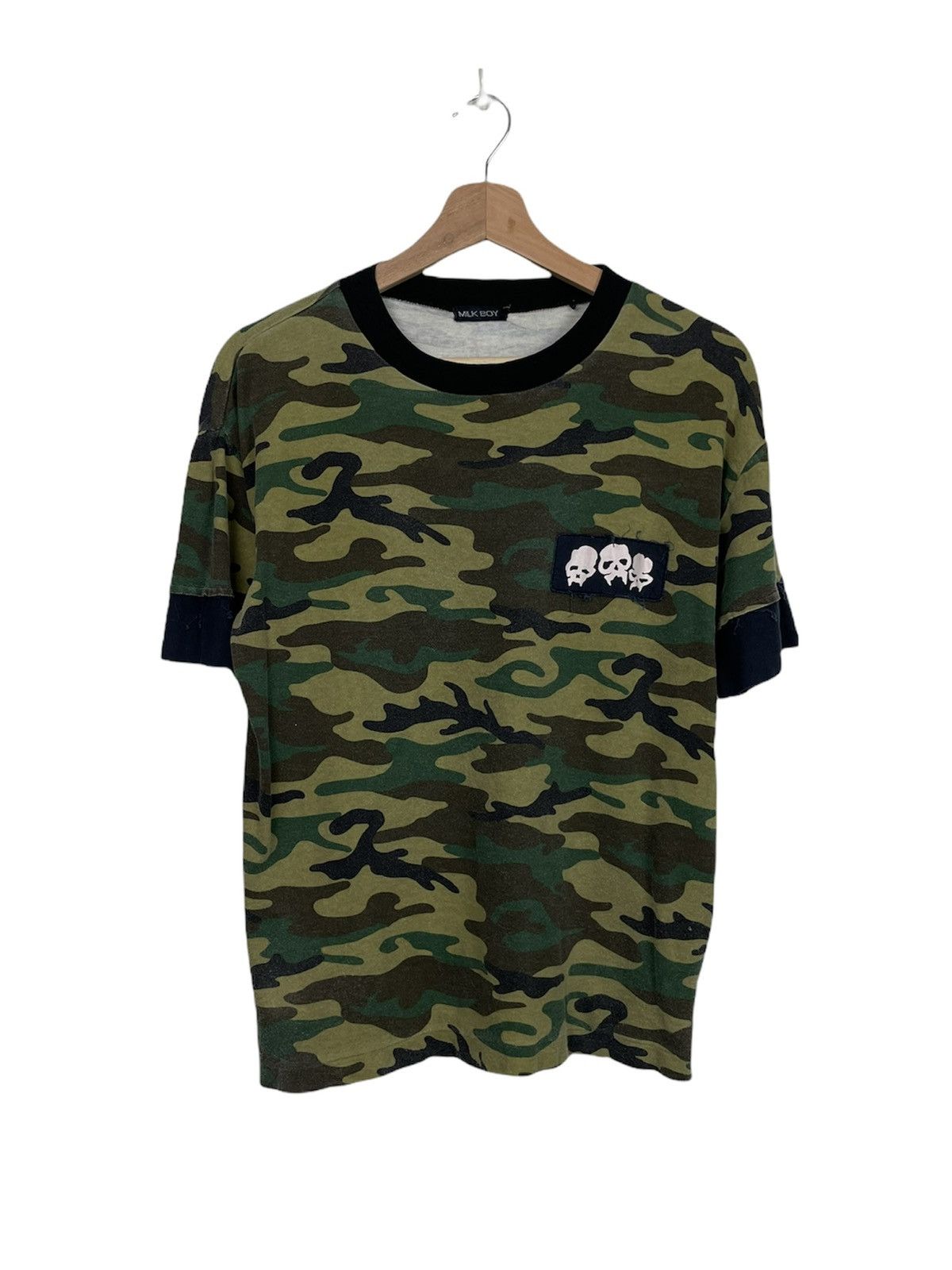 Milkboy Camo Skull Patch Tee Japan Harajuku Rare