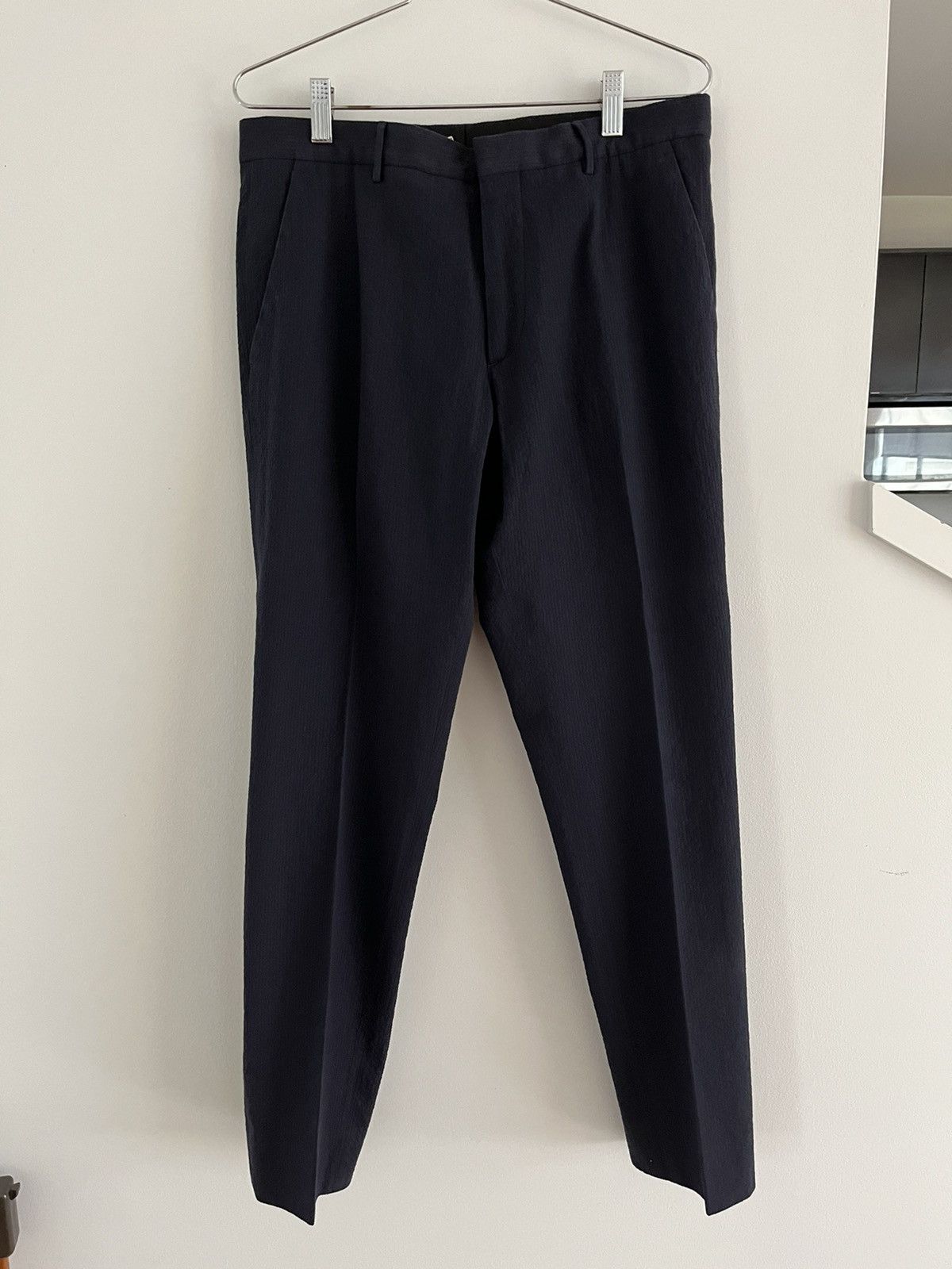 Burberry Navy Seersucker Pants - sz 32 Size 38R - 1 Thumbnail