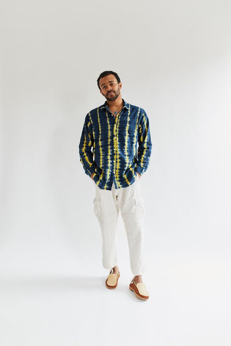 18 East Bangs Shirt - Lightning Tie-Dye Navy/Yellow Size US M / EU 48-50 / 2 - 5 Thumbnail
