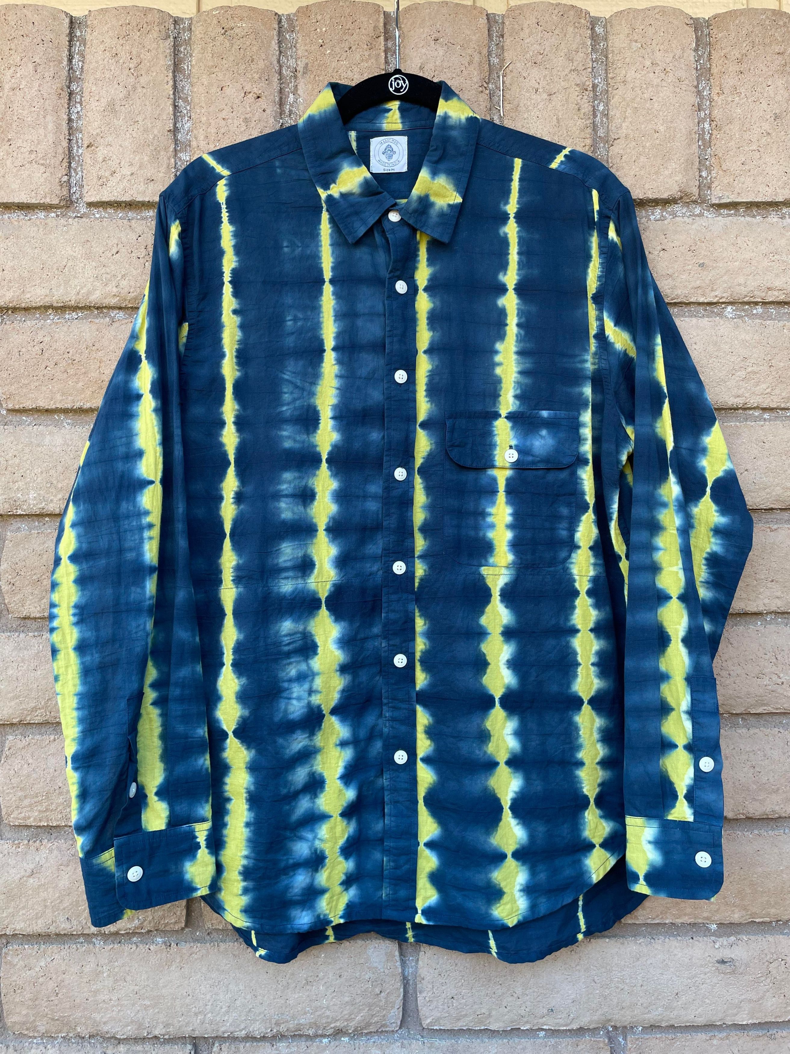 18 East Bangs Shirt - Lightning Tie-Dye Navy/Yellow Size US M / EU 48-50 / 2 - 1 Thumbnail