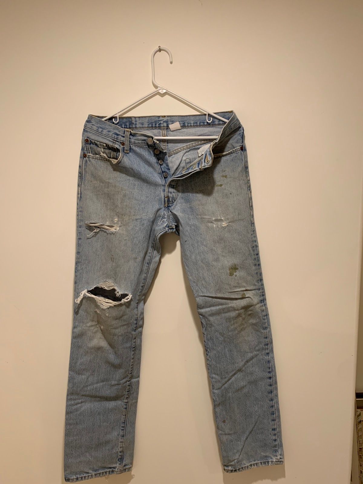 Vintage 90s Distressed Work Stained Vintage Levi's 501 Jeans USA | Grailed