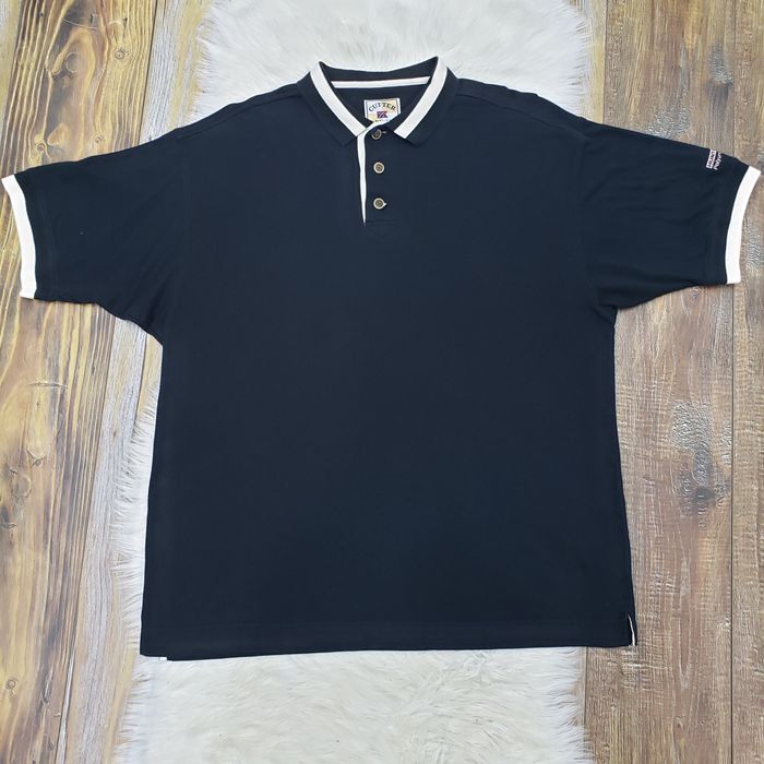 Cutter And Buck Cutter & Buck Golf Polo Shirt Black w White Trim Short