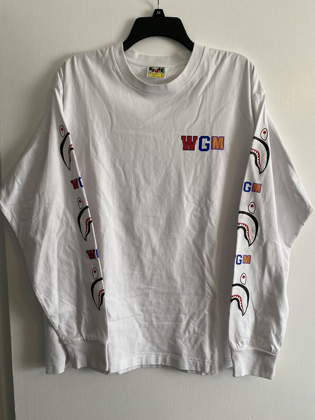 Bape BAPE A BATHING APE WGM SHARK SPELL OUT LONG SLEEVE TEE Size US L / EU 52-54 / 3 - 7 Thumbnail