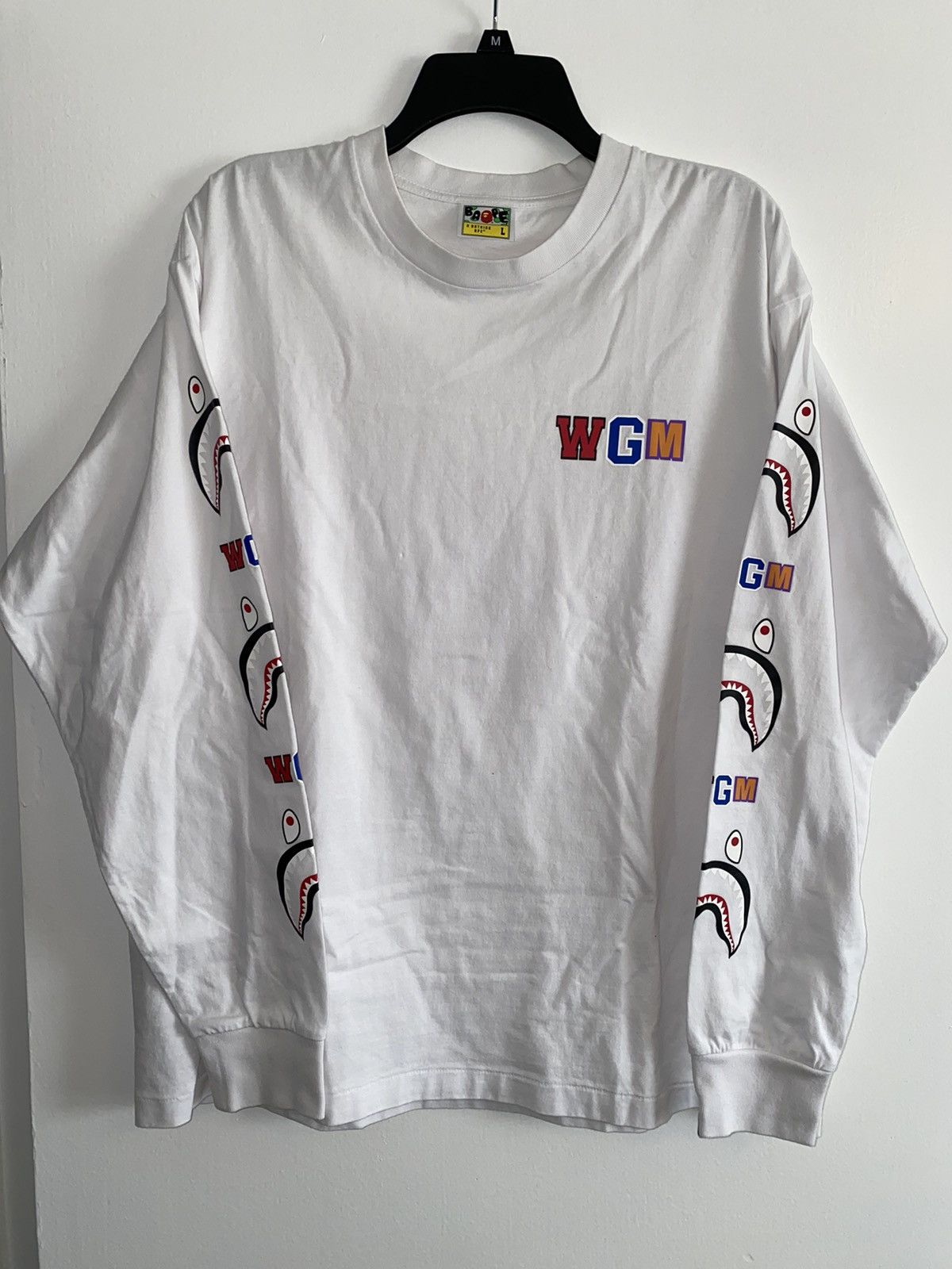 Bape BAPE A BATHING APE WGM SHARK SPELL OUT LONG SLEEVE TEE Size US L / EU 52-54 / 3 - 1 Thumbnail